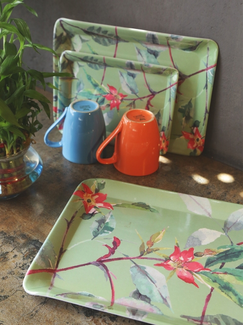 

GOODHOMES Set of 3 Multicoloured Melamine Rectangular Serving Trays Set, Multi