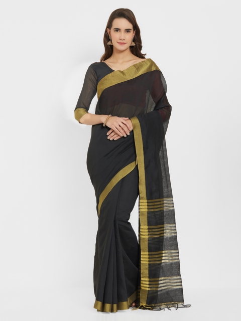 

Viva N Diva Black Silk Cotton Solid Sambalpuri Saree