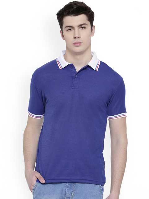 

Teesort Men Blue Solid Polo Collar T-shirt