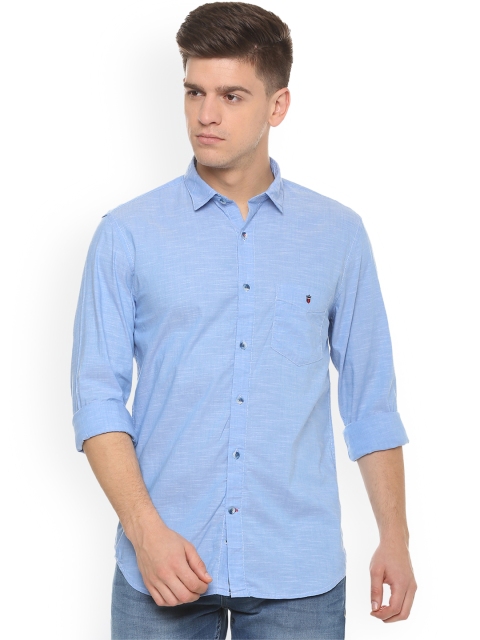 

Louis Philippe Men Blue Slim Fit Self Design Casual Shirt