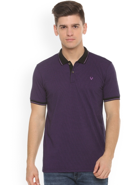 

Allen Solly Men Purple Self Design Polo Collar T-shirt