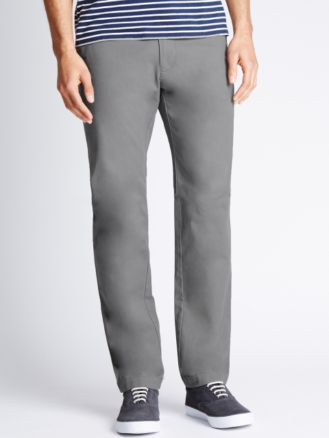 

Marks & Spencer Men Grey Slim Fit Solid Regular Trousers