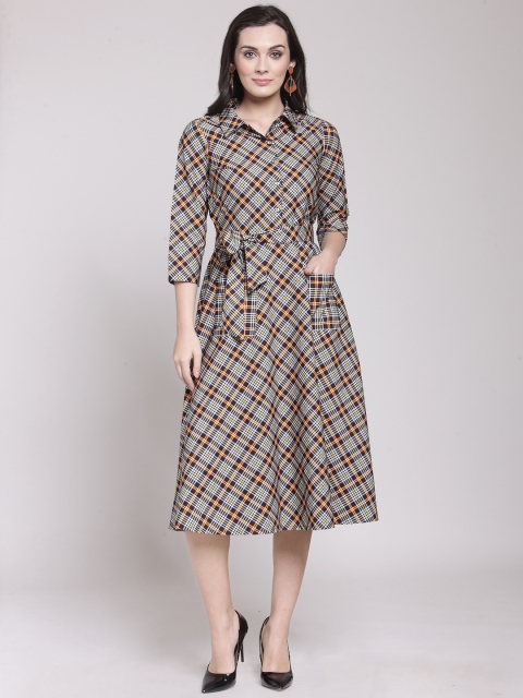 

plusS Women Multicoloured Checked Shirt Dress, Multi