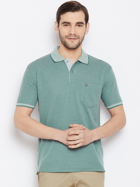 

Duke Men Teal Solid Polo Collar T-shirt