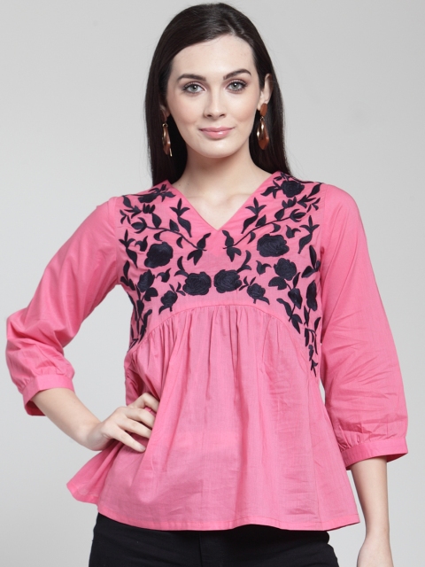 

plusS Women Pink Solid A-Line Top