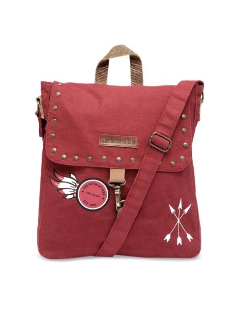 

The House of Tara Unisex Maroon Printed Messenger Bag