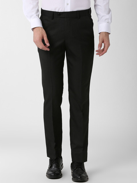 

Peter England Men Black Slim Fit Solid Formal Trousers