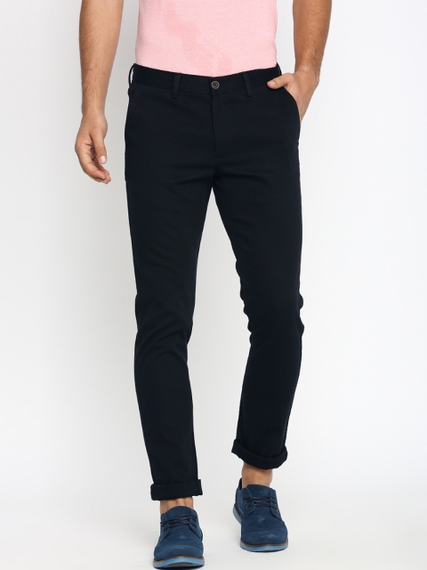 

Basics Men Navy Blue Tapered Fit Solid Regular Trousers