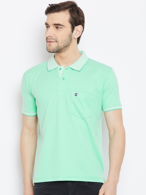 

Duke Men Sea Green Solid Polo Collar T-shirt