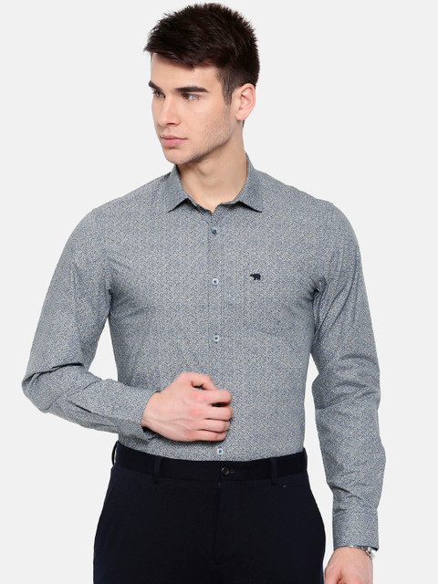 

THE BEAR HOUSE Men Grey Slim Fit Printed Smart Casual Shirt