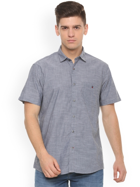 

Louis Philippe Men Grey Slim Fit Self Design Casual Shirt