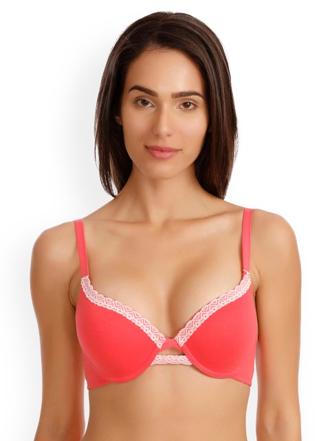 

Zivame Pink Solid Underwired Heavily Padded Push-Up Bra ZI1606FASHZPINK