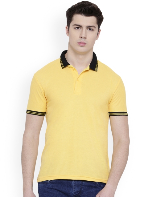 

Teesort Men Yellow Solid Polo Collar T-shirt