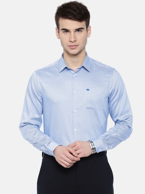 

THE BEAR HOUSE Men Blue Slim Fit Self Design Formal Shirt