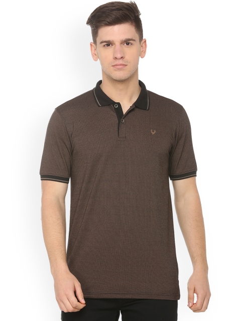 

Allen Solly Men Brown Self Design Polo Collar T-shirt
