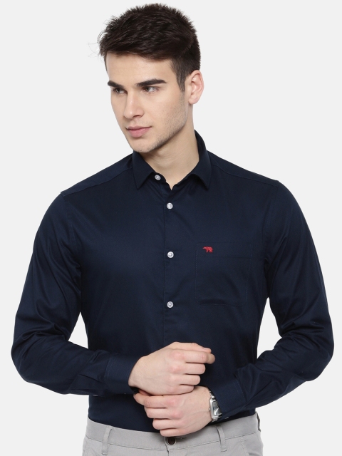 

THE BEAR HOUSE Men Blue Slim Fit Self Design Smart Casual Shirt