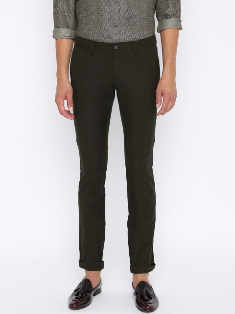 

Basics Men Grey Skinny Fit Checked Regular Trousers