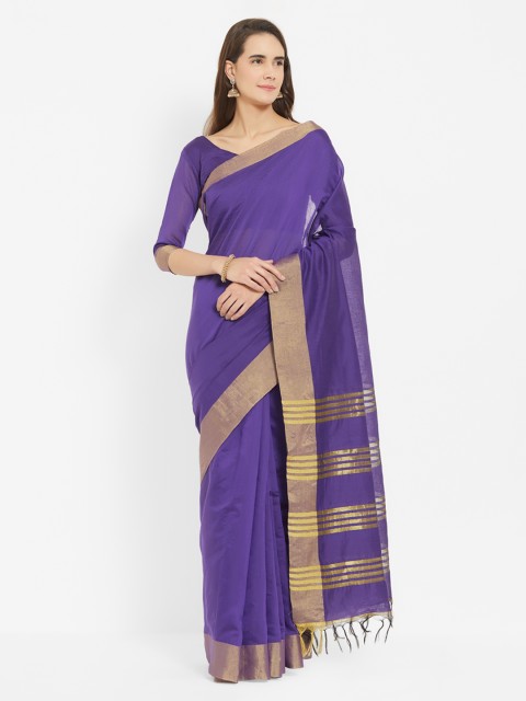 

Viva N Diva Purple Silk Cotton Solid Sambalpuri Saree