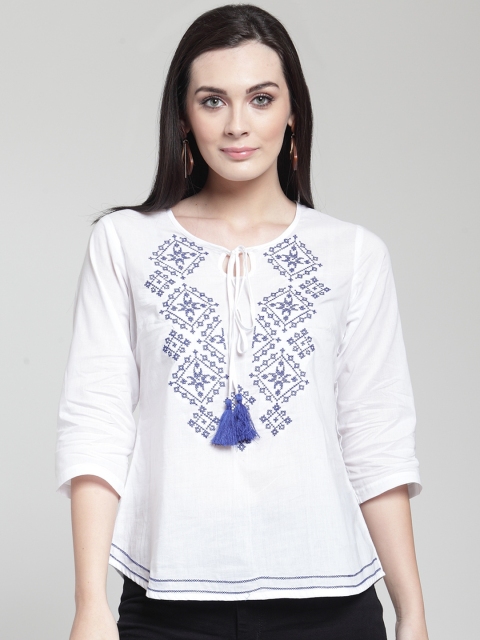 

plusS Women White Solid A-Line Top