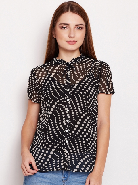 

Oxolloxo Women Black Printed Shirt Style Top