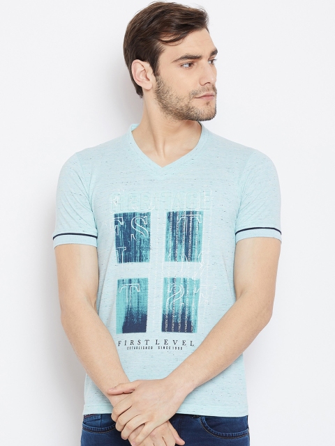 

Duke Men Blue Printed V-Neck T-shirt