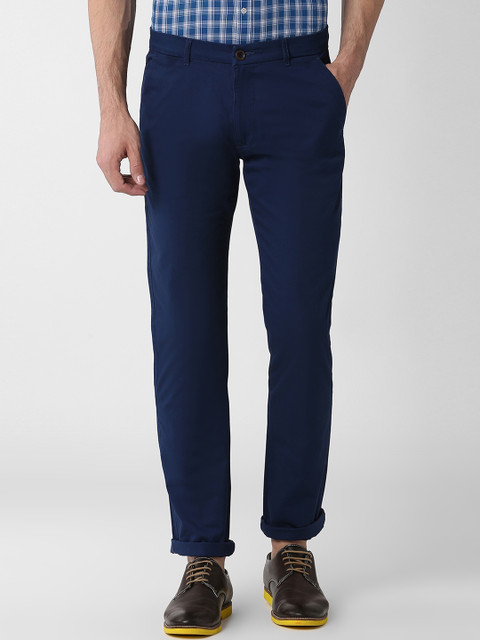 

Peter England Casuals Men Blue Slim Fit Solid Regular Trousers