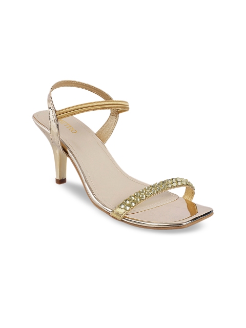 Metro Women Gold-Toned Solid Sandals
