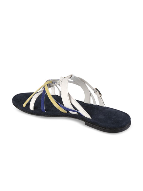 

SKO Women White Solid Leather Open Toe Flats