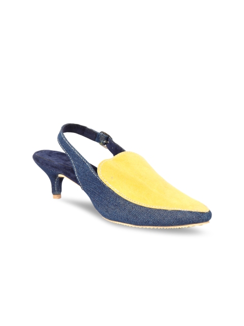 

TJORI Women Yellow Colourblocked Pumps
