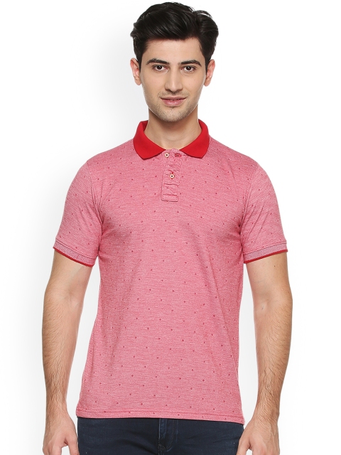 

Peter England Casuals Men Pink Self Design Polo Collar T-shirt