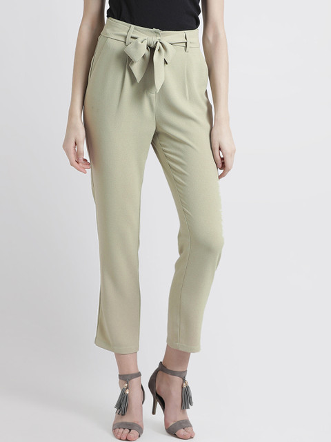 

Kazo Women Grey Slim Fit Solid Peg Trousers