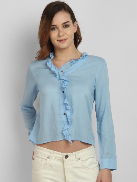 

LA LOFT Women Blue Regular Fit Solid Casual Shirt