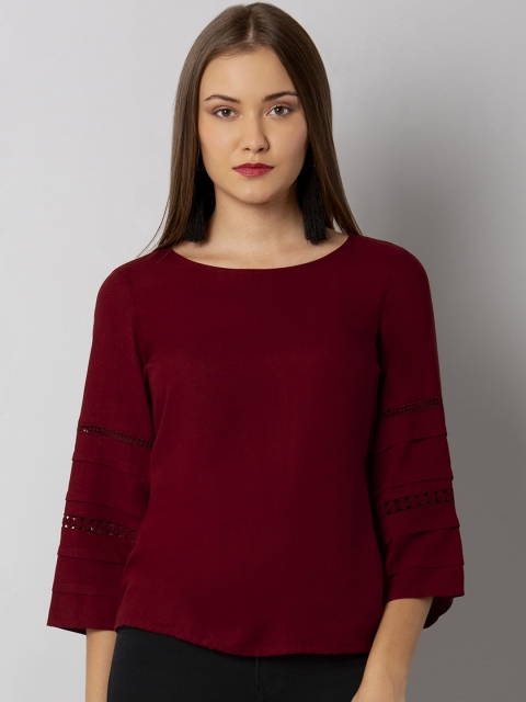 

FabAlley Women Maroon Solid Top