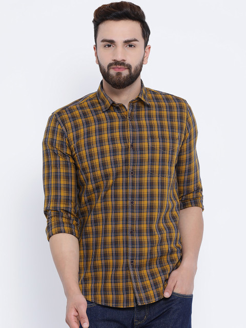 

Richlook Men Yellow Slim Fit Checked Casual Shirt