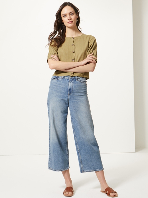 

Marks & Spencer Women Khaki Solid Shirt Style Top
