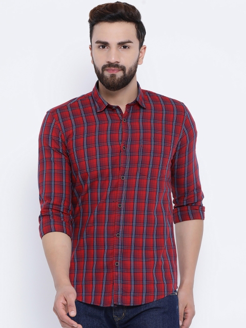 

Richlook Men Red Slim Fit Checked Casual Shirt
