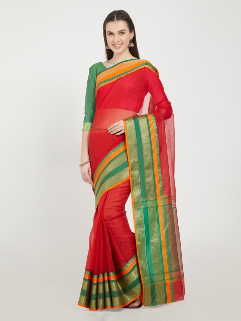 

Viva N Diva Red Silk Cotton Solid Sambalpuri Saree