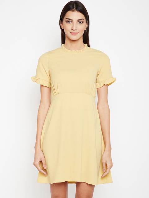 

Oxolloxo Women Yellow Solid A-Line Dress