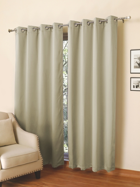 

ROSARA HOME Set Of 2 Taupe Black Out Door Curtains