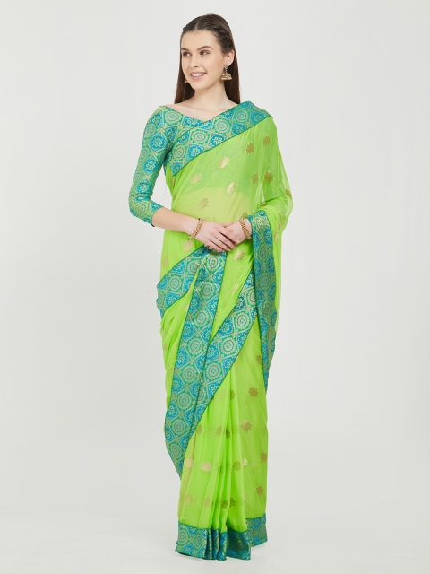 

Viva N Diva Green Poly Chiffon Woven Design Banarasi Saree