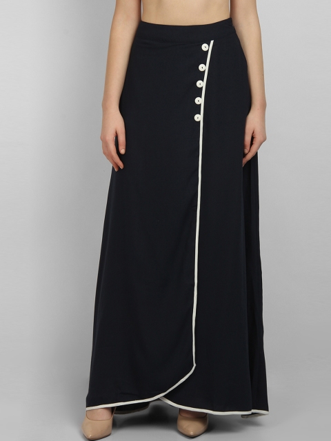 

LA LOFT Women Navy-Blue Solid Maxi Skirt