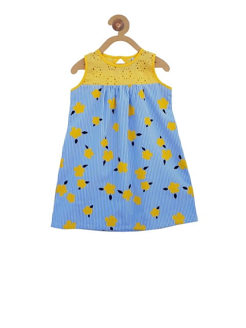 

Campana Girls Yellow & Blue Striped A-Line Dress