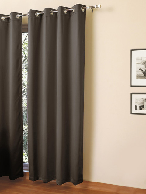 

ROSARA HOME Brown Single Black Out Door Curtains