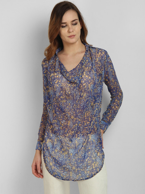 

LA LOFT Women Blue Printed Top