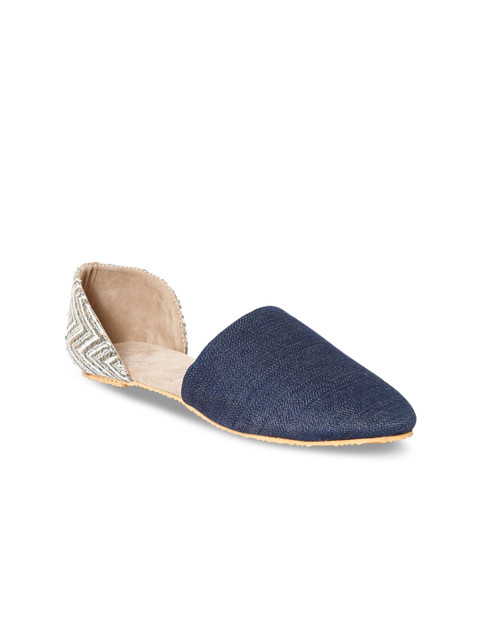 

TJORI Women Blue Solid Canvas Ballerinas