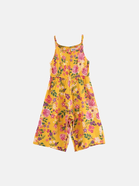 

Beebay Girls Yellow & Green Printed Basic Jumpsuit