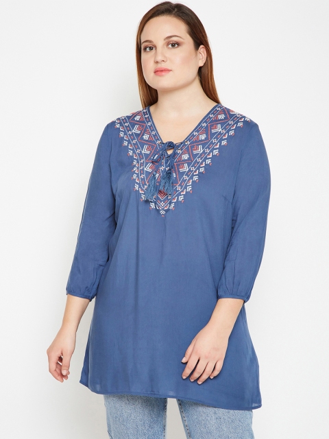 

Oxolloxo Blue Embroidered Tunic