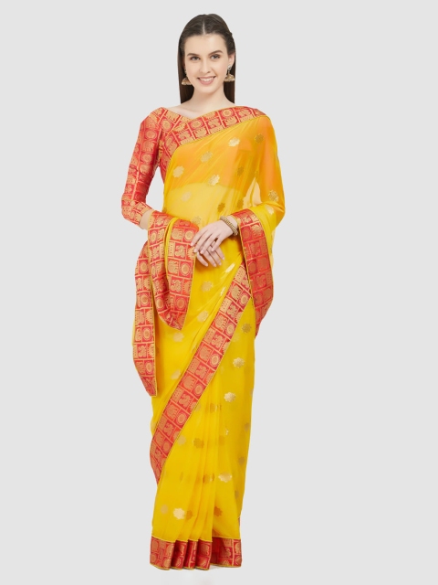 

Viva N Diva Yellow Poly Chiffon Embellished Banarasi Saree