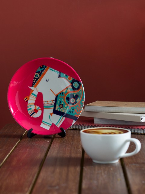 

Chumbak Multicoloured Printed Bone China Wall Plate, Multi