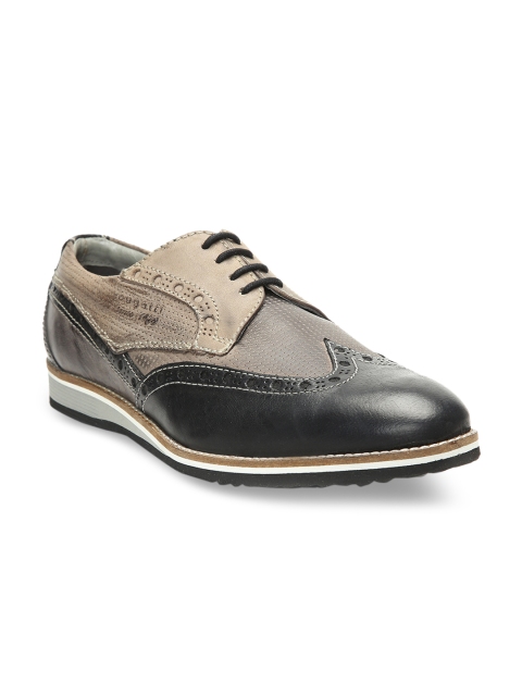 

Bugatti Men Black & Grey Leather Smart Casual Oxfords